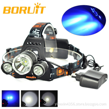 BORUIT RJ-3000 1600lm Cree LED Headlamp with Blue Light